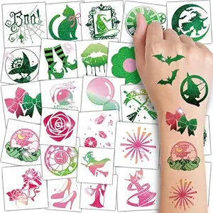 CHARLENT Glitter Witch Temporary Tattoos - 74 Individually Sheets
