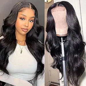 Body Wave Lace Front Wigs Human Hair Pre Plucked for Black Women 4x4 Lace Closure Wigs Human Hair 180% Density Brazilian Glueless Wigs Human Hair 18 Inch