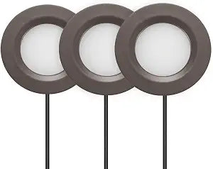 GETINLIGHT 2.75-Inch LED Puck Light Kit, 3-Pack, Plug-in, 3000K, Bronze
