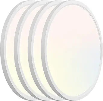 Hlite 4 Pack 12 Inch Super Slim Flush Mount LED Ceiling Light, 24W 2400LM & 3CCT Selectable (3000K-5000K), Low Profile Round Ceiling Light Fixture for Kitchen Bedroom Hallway, White