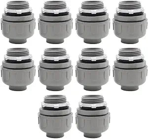 1 in. UL Listed Liquid Tight Connector, Straight NPT, 10 Pack