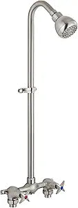 Aolemi Outdoor Shower Kit Fixtures  2-Handle Exposed Shower Fixture with High Pressure Showerhead, Solid Brass Mix Valve, 6-Inch Center, Complete Outdoor Shower System  Brushed Nickel