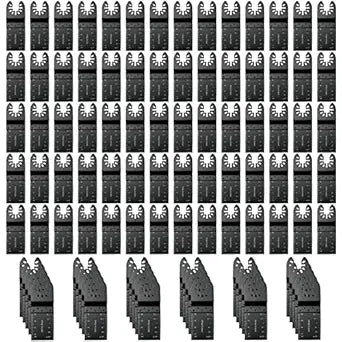 TrivdPro 100Pcs Oscillating Tool Blades Professional Universal Oscillating Saw Blades Wood Multitool Blades Compatible with Dewalt, Milwaukee, Ryobi, Rockwell, Bosch