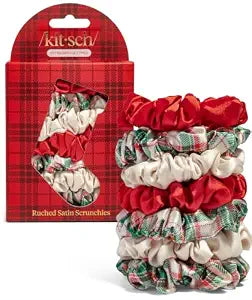 Kitsch Holiday Satin Scrunchies For Women - Multi Color, 7pc
