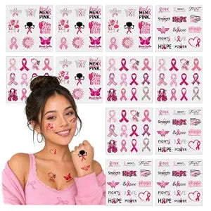 Breast Cancer Awareness Tattoos Temporary Pink Ribbon Face tattoos Stickers