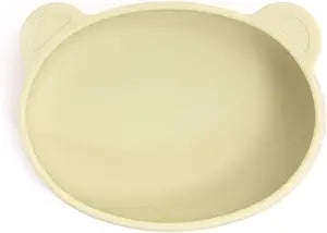 Silicone Pet Bowl Bear Plate  Premium Platinum Food-Grade Dog & Cat Bowl for Small Pets up to 25lb, BPA Free, Dishwasher Microwave Freezer Safe Feeding Dish (Green Bean)