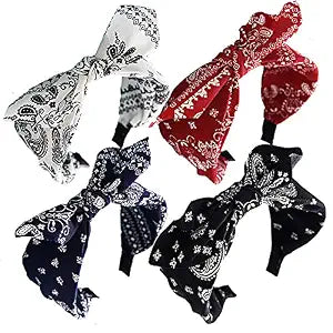 Paisley Print Wide Bow Headbands for Women Bandana Rabbit ear Elastic Hairband Cute Knot Headbands Hair Accessories