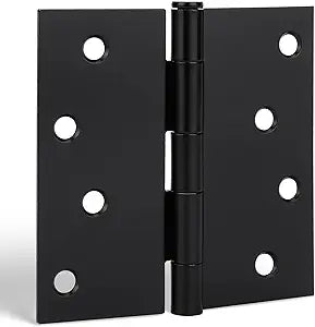 goldenwarm 18 Pack Matte Black Door Hinges, 4 x 4 Inch Black Interior Door Hinges with Square Corners