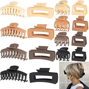 16 PCS 4.4" Large Hair Clips,Claw Clips,FDBJulyy Hair Clips for Women & Girls,4 Styles 4 Colors 16 Pack Strong Hold Matte Claw Hair Clip for Women Thick Hair & Thin Hair, 90's Vintage