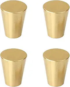 4Pcs Mid-Century Modern Style Premium Copper Solid Cabinet Knobs Handle Cone Shoe Book Drawer Knob Cylinder Handle (Gold)