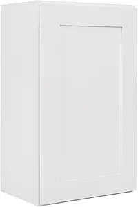 White Shaker Wall Cabinet - Ready to Assemble, Perfect for Kitchen, Laundry, and Bathroom Storage - 15" W x 30" H x 12" D
