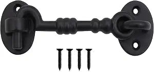 THDC Cast Iron Cabin Eye Hook, Latch for Gates, Doors & Cabinets (5" Small), Black, 1 Count