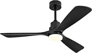 52 Inch Black Ceiling Fans with Lights and Remote,Dimmable,Quite Reversible DC Motor,Memory Function,Modern Solid Wood Indoor Outdoor Ceiling Fan with light for Farmhouse Bedroom