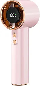 Portable Handheld Fan with 100 Speeds, Turbo Personal Mini Fan with Digital Display, USB Rechargeable Battery Powered Small Fan for Travel, Commuting, Lash, Makeup (Pink)