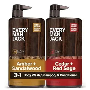 Every Man Jack 3-in-1 All Over Body Wash for Men, Sandalwood & Cedar, 2pk
