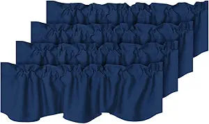 H.VERSAILTEX 4 Panels Blackout Curtain Valances for Kitchen Windows/Living Room/Bathroom Privacy Protection Rod Pocket Decoration Scalloped Window Valance Curtains, 52" W x 18" L, Navy