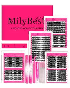 MilyBest 4 Styles Lash Clusters Kit, 864 Pcs D Curl Volume Lashes