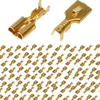 100Pcs 7.8mm Female Spade Connector Quick Splice Crimp Terminals Wire Terminals Connectors for Electrical Wiring Relay Car Audio Speaker