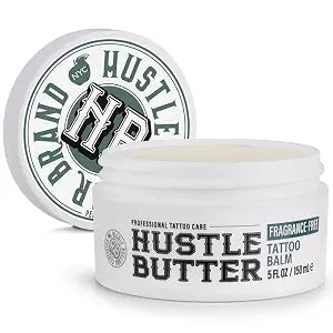 Hustle Butter Fragrance Free Tattoo Aftercare 5oz Tattoo Balm, Unscented Vegan Tattoo Butter and Healing Cream for Sensitive Skin, Moisturizer That Brightens Old Ink, No Petroleum