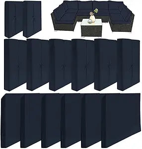 14Pcs Patio Cushion Covers Replacement, Outdoor Furniture Cushion Covers Waterproof, Patio Furniture Cushion Covers with Zipper.
