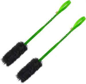 HOWGO Bungee Dog Toy, 100% Sheepskin Tug Rope (Green, Long w/o Ball 2PC) | Physical Exercise,Genuine Sheepskin Fur Climbing-Grade Bungee webbing,Interactive Tug and Fetch Toy,All Dog Breeds