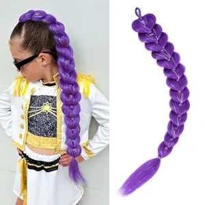 Purple Braiding Hair Ponytail Extensions 24 Inch Costume Cosplay Halloween