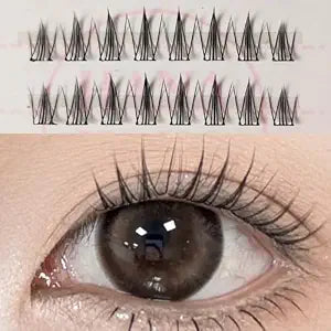 Hanakoko Self Adhesive Lash Clusters Press-on Lashes No Glue Lash Extension DIY Lash Reusable Glue-free Magnets-free Easy Removal 10-13mm Lashes Kit (Angel)