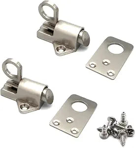 2pcs Self Closing Latch - Spring Door Lock - Door Latch - Security Automatic Window Gate Lock - Spring Load Bolt Latch (Silver)