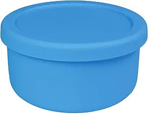 24 fl oz Silicone Food Storage Container with Lid, Round Portable Airtight Salad Bowl, Reusable Meal Prep Bowl for Soup Stew Leftovers, Microwave Fridge Dishwasher Safe, BPA Free (Ocean blue 3 Pack