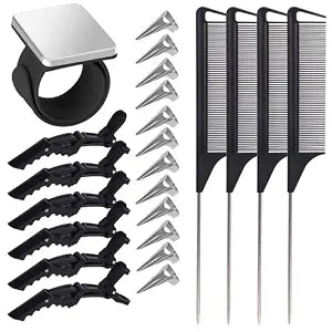 23 Pieces Hair Braiding Tools Set, Hair Parting Tool, Parting Comb