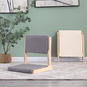  Tatami Chair Accent Furniture,Foldable Meditation Floor Chair, Living Room Chair Floor Seat, Portable Japanese Legless Chair,Lazy Sofa for Bay Window Meditation Reading (Grey Fabric)