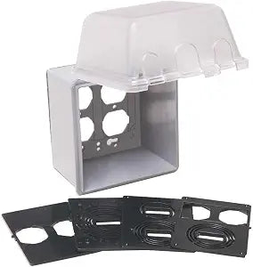 TayMac MM7440C 4.75-in. Deep Outdoor Box, UFAST 55-in-1, Rated NEMA 3R 2-Gang Weatherproof in-Use Electrical Outlet Cover for Home Improvement, Clear