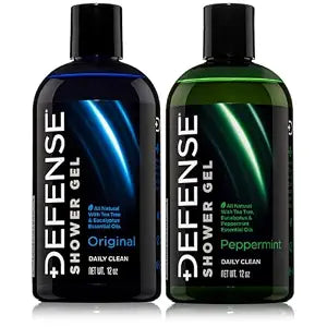 Defense Soap Tea Tree Body Wash (Original + Peppermint) 12 oz (Pack of 2)