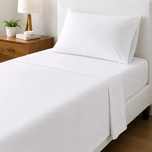 Avalon Twin Size Bed Sheet Set, 3 Piece Premium White Twin Sheets, 17-inch Deep Pocket Fitted Sheet, Flat Sheet & Pillowcase, Wrinkle Resistant & Breathable