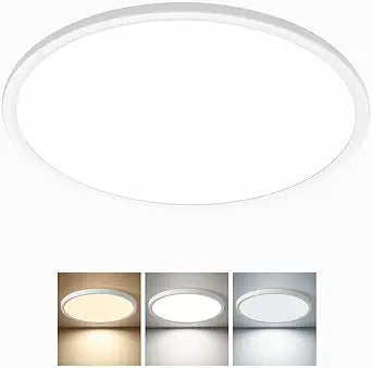 24 Inch Large LED Flush Mount Ceiling Light, 50W, 5480LM, 3000K/4000K/6000K CCT Selectable,Super Slim Low Profile Round Flat Panel Light for Bedroom,Kitchen,Hallway (White 1PK)