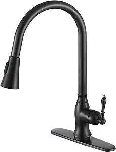 ANZZI 17.32 in. Rodeo Series 1.8 Single Handle Pull Out Sprayer Brass Interior Kitchen Faucet in Oil Rubbed Bronze Finish | KF-AZ214ORB