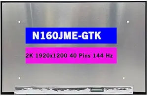 16.0' Non-Touch Screen Replacement N160JME-GTK NE160WUM-NX3 V8.0 B160UAN05.A LCD Display Panel (FHD+ 40pin 1920x1200 144HZ)