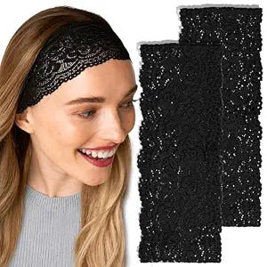 Kitsch Lace Black Headbands for Women Non Slip