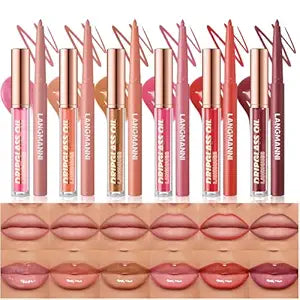 12Pcs Lip Liner and Gloss Set, Hydrating Lip Oil Combo Set, Tinted Plumping