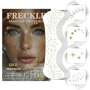 50Pcs Gold Temporary Glitter Freckles Face Tattoos, Renaissance Accessories