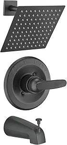 8" Shower Faucet Compatible with Delta 13/14 Series Tub Trim Kit, High Pressure Square Rain Shower Head& Handle Set System, Matte Black (Valve& Catridge Not Inclued)