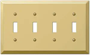 Amerelle Century Quadruple Toggle Steel Wallplate in Polished Brass