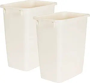 Rubbermaid 21 Quart Traditional Rectangular Plastic Open Wastebasket Trash Can for Kitchen, Bathroom, and Home Office, Bisque (2 Pack)