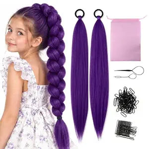 Purple Braiding Hair Extensions Pre Stretched 26 Inch, 2 Packs