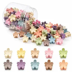 100Pcs Mini Flower Hair Clips for Kids, Cute Mini Claw Clips Hair Pins Barrettes Colorful Toddler Small Hair Accessories for Girls Teens Women (Colorful - Flowers)