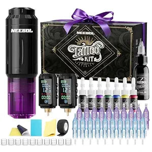 Neebol Wireless Tattoo Gun Kit, 2PCS Batteries Set for Beginners & Artists