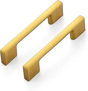 30 Pack Kitchen Cabinet Handles 3" Hole Center Wide Foot Drawer Pulls - Gold Cabinet Pulls Solid Kitchen Hardware for Drawer Dresser Closet Door Handles