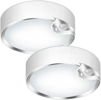 TOOWELL Motion Sensor Ceiling Light Battery Operated Indoor LED Ceiling Lights for Closet Hallway Pantry Laundry Stairs Garage Bathroom Shower Porch Shed Wall 400LM Motion Activated Light - 2 Pack