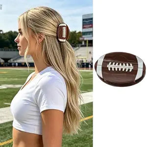 American Football Hair Claw Clips for Women Sports Ball Hair Clips Funny Rugby Hair Barrette Non-Slip Acrylic Jaw Clamp Brown Oval Football Claw Clip Game Day Daily Holiday Party Hair Accessories