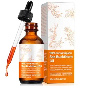 Sea Buckthorn Oil Organic for Face Hair & Nails, 100% Cold Pressed, 2.03 Oz